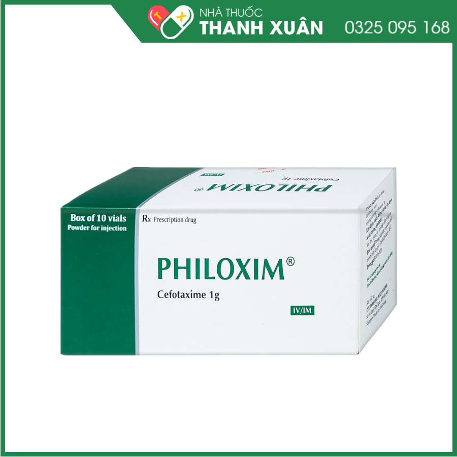 Bột pha tiêm Philoxim 1g trị nhiễm trùng do các chủng vi khuẩn